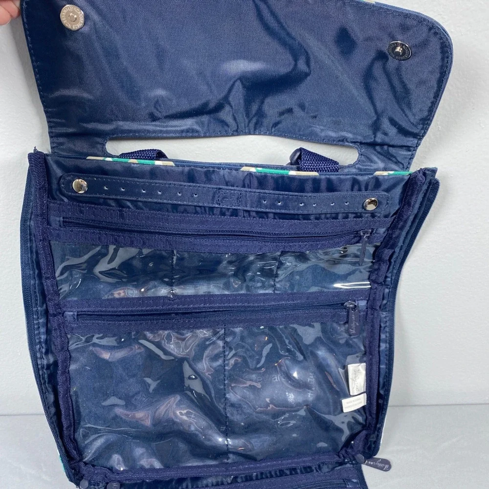 Thirty-One Hanging Jewelry Traveler Organizer Dotty Chevron Cosmetic Case Cruise